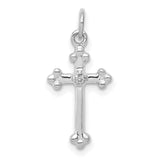 10k White Gold Diamond Cross Pendant, Budded Religious Design for Men and Women