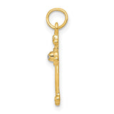 10k Yellow Gold Cross Pendant with Small Diamond Accent, Budded Design, Unisex Religious Jewelry