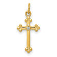 14k Yellow Gold Diamond Budded Cross Pendant with Trefoil Tips Religious Charm