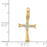 1/15ct Diamond Cross Charm Pendant in Real 14k Yellow Gold