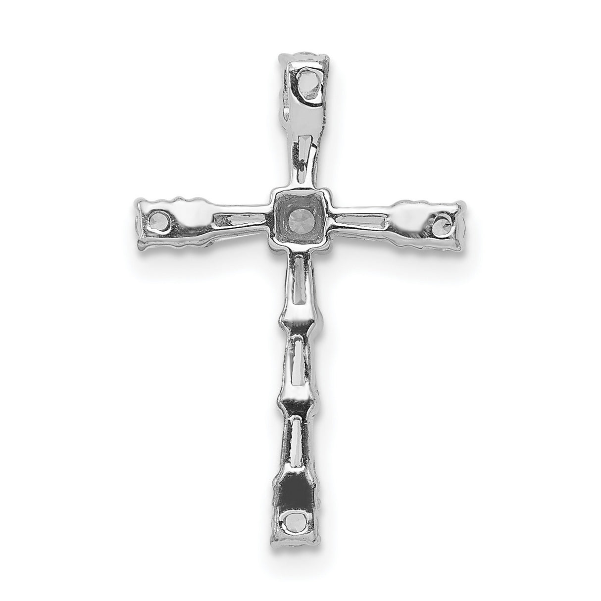 1/3ct Diamond Cross Chain Slide Charm Pendant in Real 14k White Gold