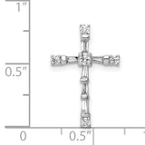 1/3ct Diamond Cross Chain Slide Charm Pendant in Real 14k White Gold