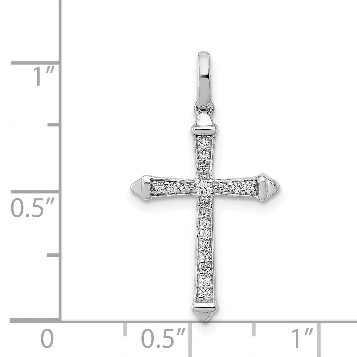 1/10ct Diamond Cross Charm Pendant in Real 14k White Gold