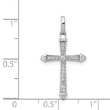 1/10ct Diamond Cross Charm Pendant in Real 14k White Gold