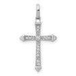 1/10ct Diamond Cross Charm Pendant in Real 14k White Gold