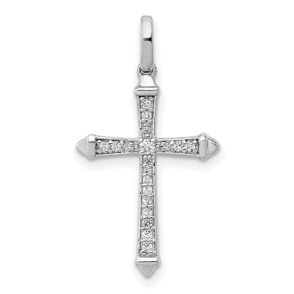 1/10ct Diamond Cross Charm Pendant in Real 14k White Gold