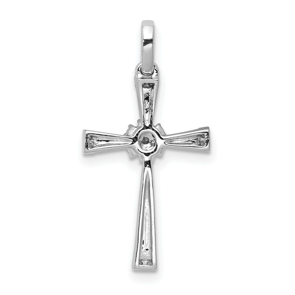 1/6ct Diamond Cross Charm Pendant in Real 14k White Gold