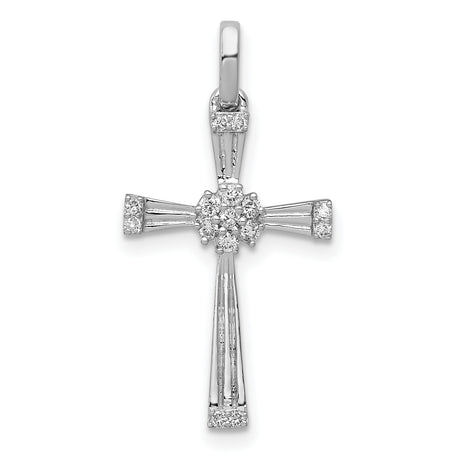 1/6ct Diamond Cross Charm Pendant in Real 14k White Gold