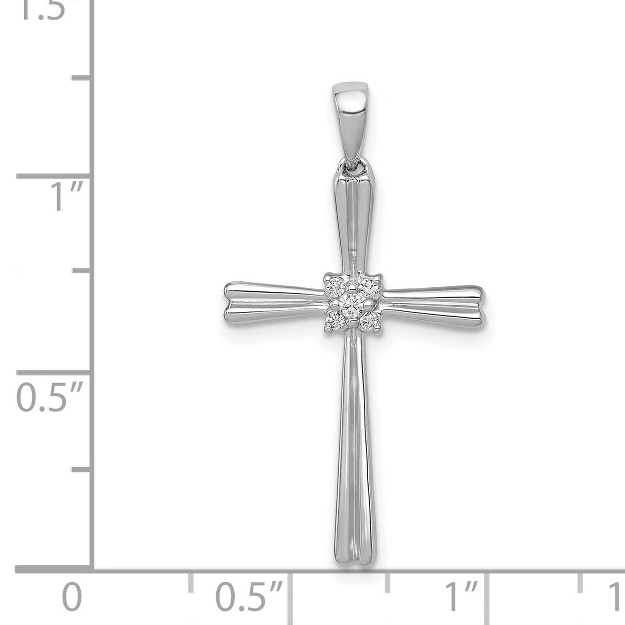 1/20ct Diamond Cross Charm Pendant in Real 14k White Gold