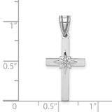 .01ct Diamond Cross Charm Pendant in Real 14k White Gold