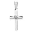 .01ct Diamond Heart Cross Charm Pendant in Real 14k White Gold