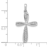 1/15ct Diamond Cross Charm Pendant in Real 10k White Gold