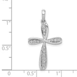 1/15ct Diamond Cross Charm Pendant in Real 14k White Gold