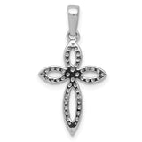 1/5ct Diamond Cross Charm Pendant in Real 14k White Gold