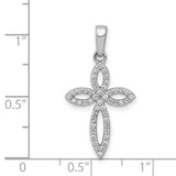 1/5ct Diamond Cross Charm Pendant in Real 14k White Gold