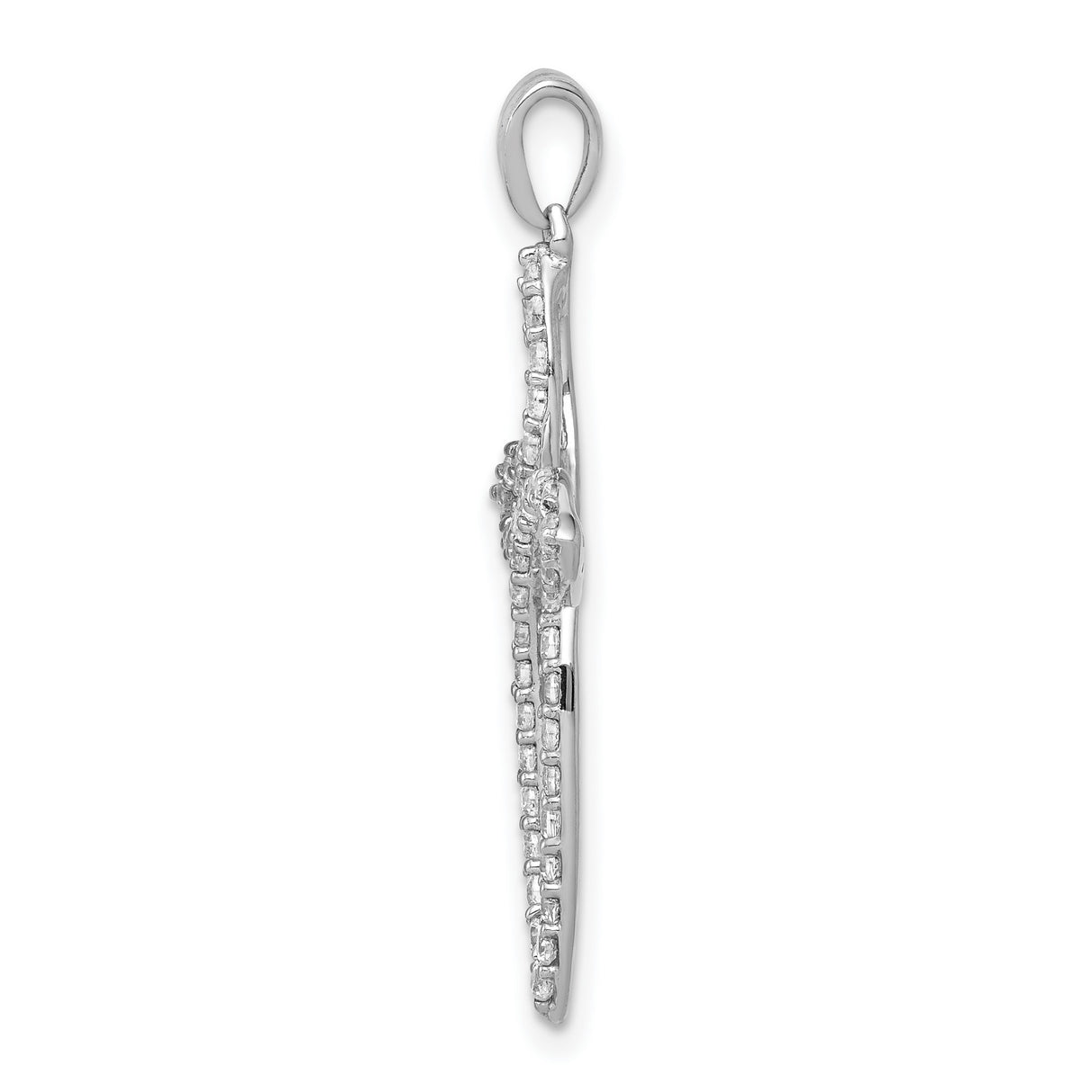 1/2ct Diamond Cross Charm Pendant in Real 14k White Gold