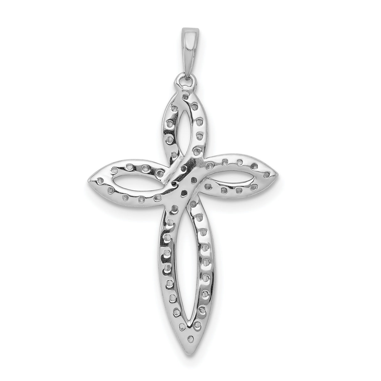 1/2ct Diamond Cross Charm Pendant in Real 14k White Gold