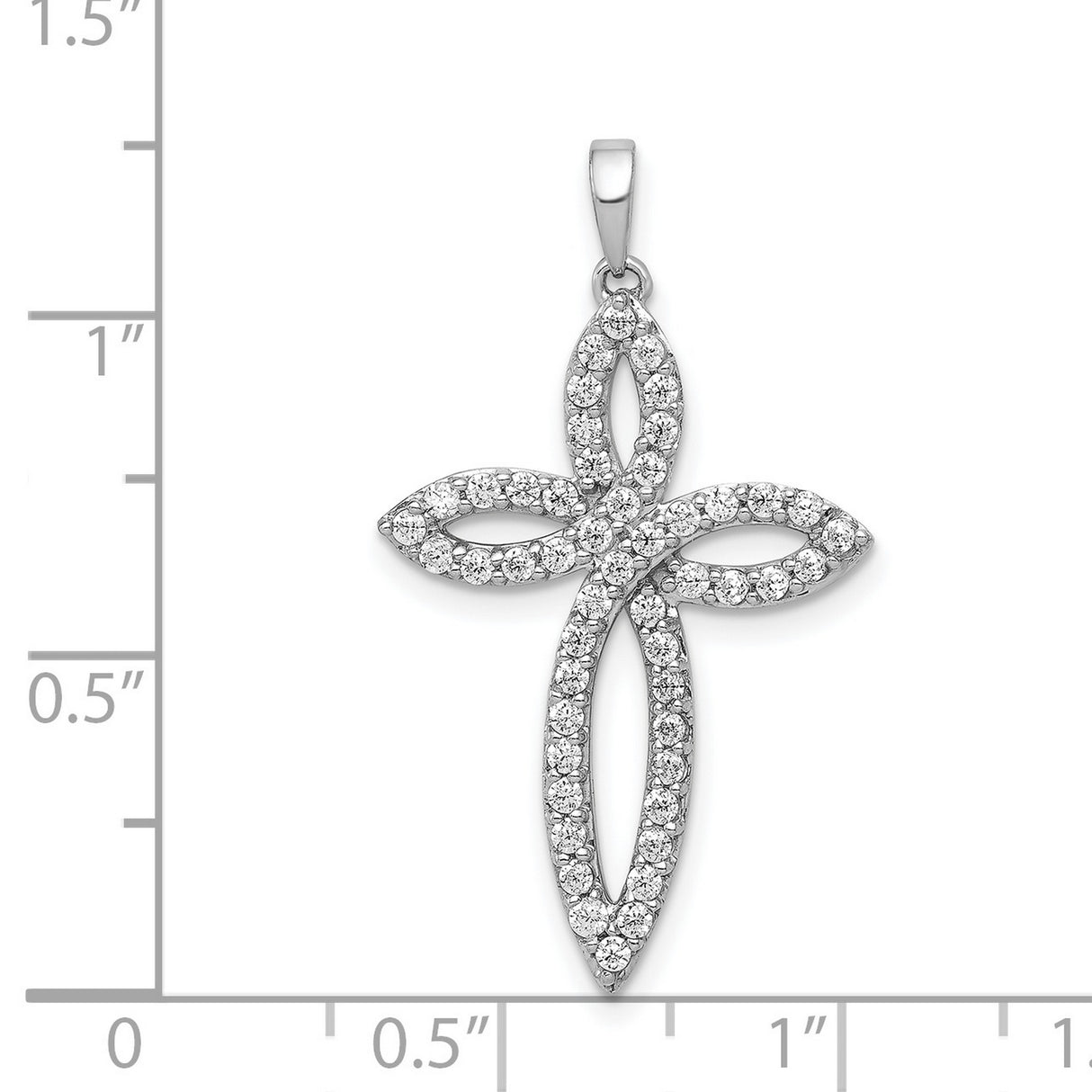 1/2ct Diamond Cross Charm Pendant in Real 14k White Gold