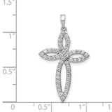 1/2ct Diamond Cross Charm Pendant in Real 14k White Gold