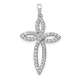 1/2ct Diamond Cross Charm Pendant in Real 14k White Gold