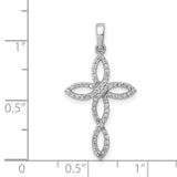 1/4ct Diamond Cross Charm Pendant in Real 14k White Gold