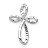 10k White Gold Cross Pendant with Cubic Zirconia Loop Design, Minimalist Religious Jewelry