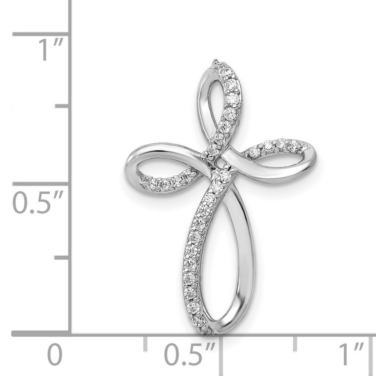 1/6ct Diamond Cross Chain Slide Charm Pendant in Real 14k White Gold