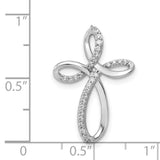 1/6ct Diamond Cross Chain Slide Charm Pendant in Real 14k White Gold