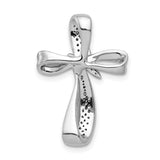 1/4ct Diamond Cross Chain Slide Charm Pendant in Real 14k White Gold