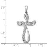 1/5ct Diamond Cross Charm Pendant in Real 14k White Gold