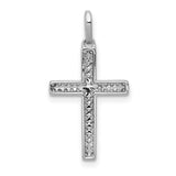 1/6ct Diamond Cross Charm Pendant in Real 14k White Gold