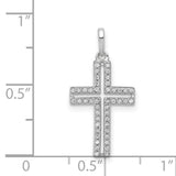 1/8ct Diamond Cross Charm Pendant in Real 14k White Gold