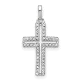 1/8ct Diamond Cross Charm Pendant in Real 14k White Gold