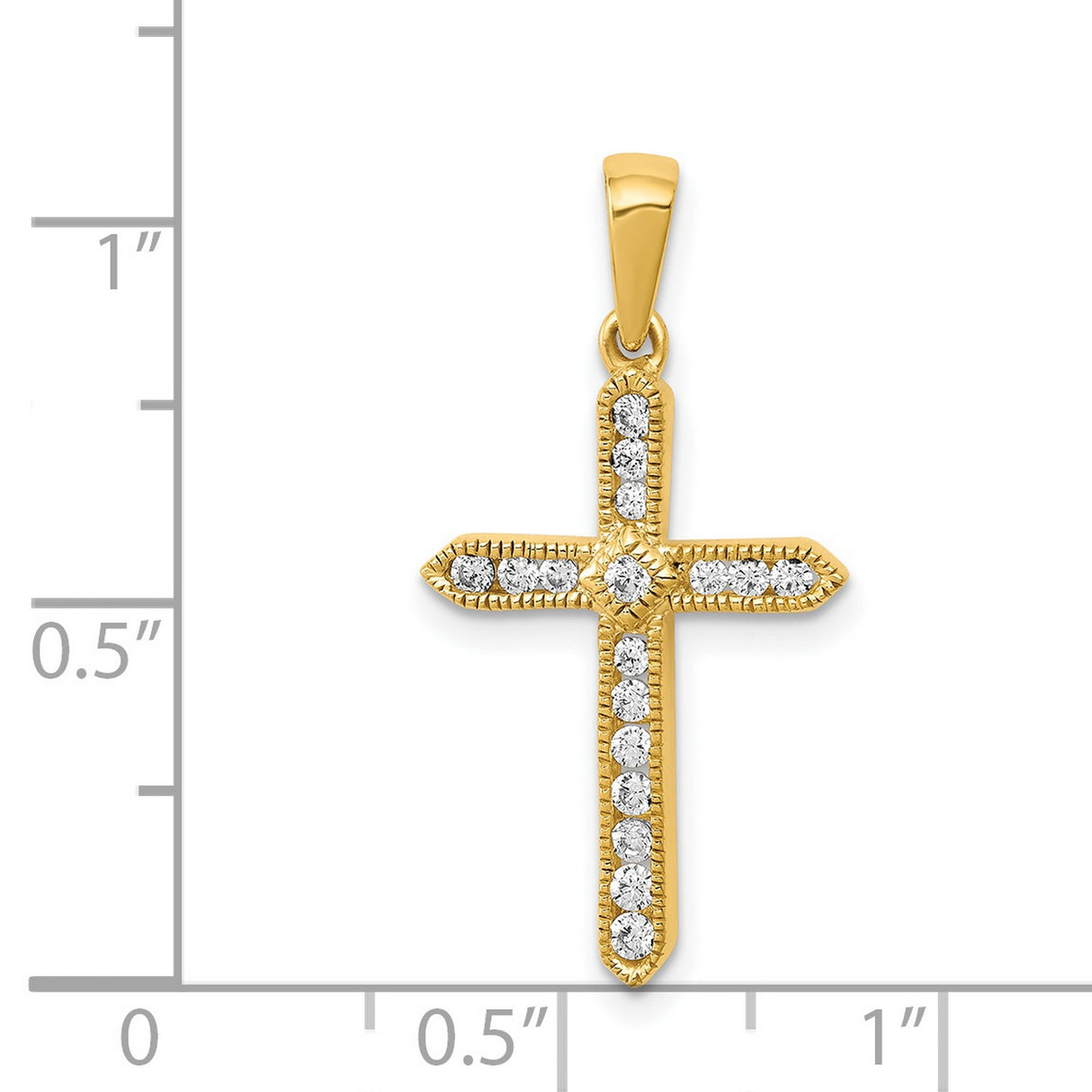 1/4ct Diamond Cross Charm Pendant in Real 14k Yellow Gold