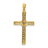 1/3ct Diamond Cross Charm Pendant in Real 14k Yellow Gold