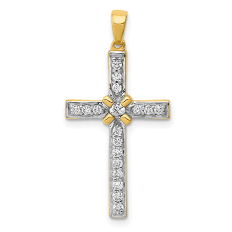 1/3ct Diamond Cross Charm Pendant in Real 14k Yellow Gold