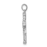 14k White Gold Cross Pendant with Diamond Accents, Sleek Modern Religious Jewelry