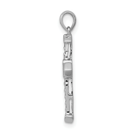 14k White Gold Cross Pendant with Diamond Accents, Sleek Modern Religious Jewelry