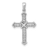 14k White Gold Cross Pendant with Diamond Accents, Sleek Modern Religious Jewelry