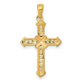 14k Yellow Gold Cross Pendant with Diamond Accents, Polished Contemporary Unisex Christian Jewelry