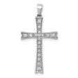 10k White Gold Diamond Cross Pendant, Polished Faith-Inspired Design for Men and Women