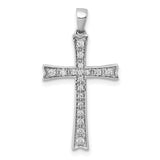 10k White Gold Diamond Cross Pendant, Polished Faith-Inspired Design for Men and Women