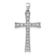 1/5ct Diamond Cross Charm Pendant in Real 14k White Gold