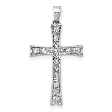 1/5ct Diamond Cross Charm Pendant in Real 14k White Gold