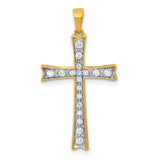 1/5ct Diamond Cross Charm Pendant in Real 14k Yellow Gold