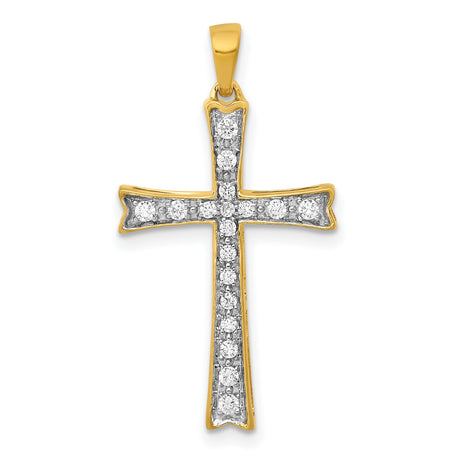 1/5ct Diamond Cross Charm Pendant in Real 14k Yellow Gold