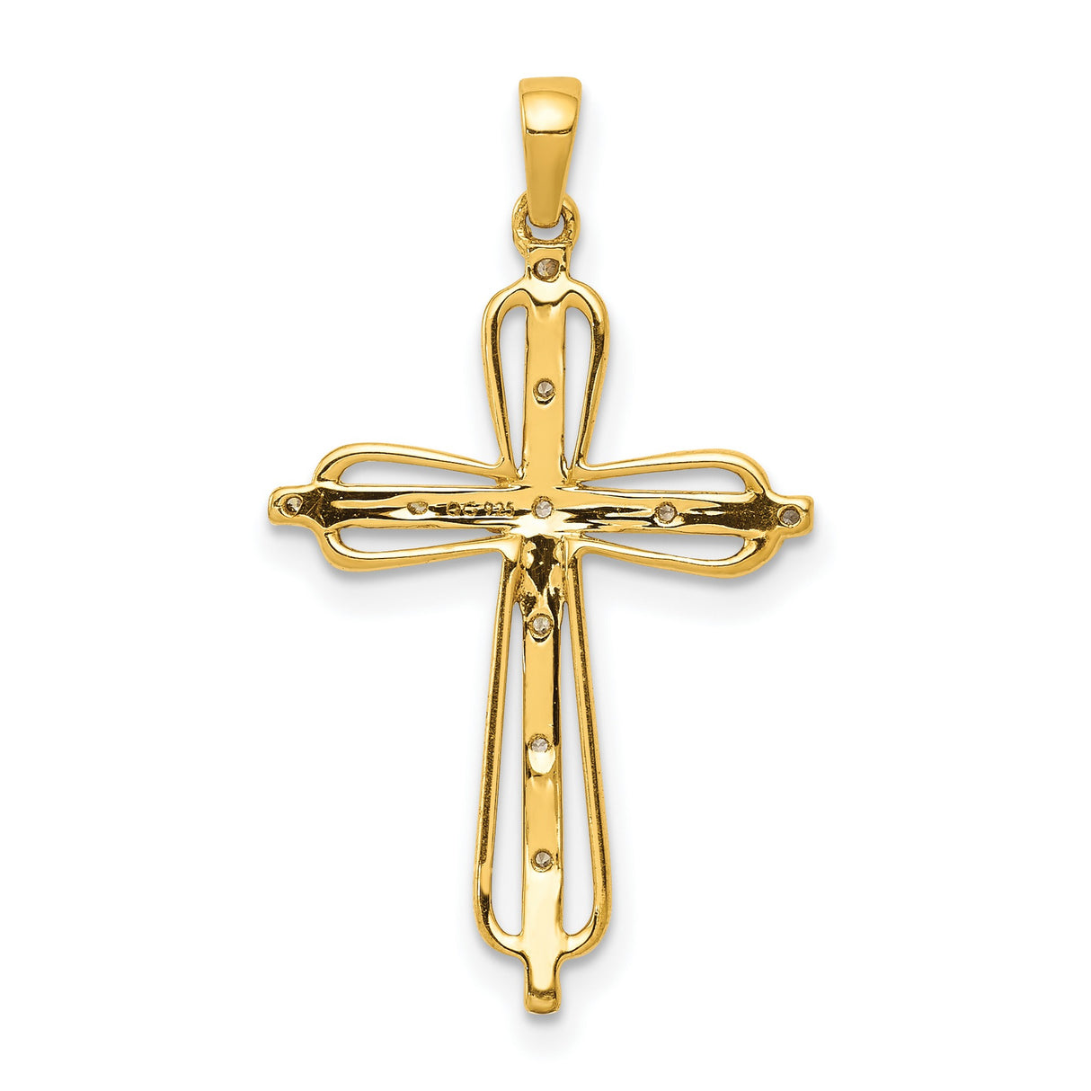 .03ct Diamond Cross Charm Pendant in Real 10k Multi-Tone Gold