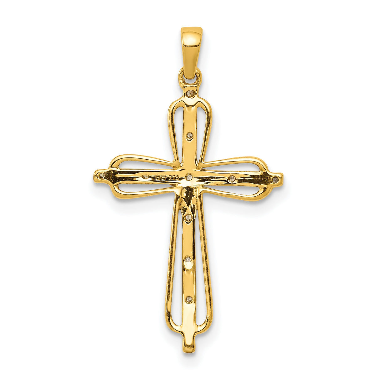 .03ct Diamond Cross Charm Pendant in Real 14k Multi-Tone Gold