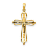 .03ct Diamond Cross Charm Pendant in Real 14k Multi-Tone Gold