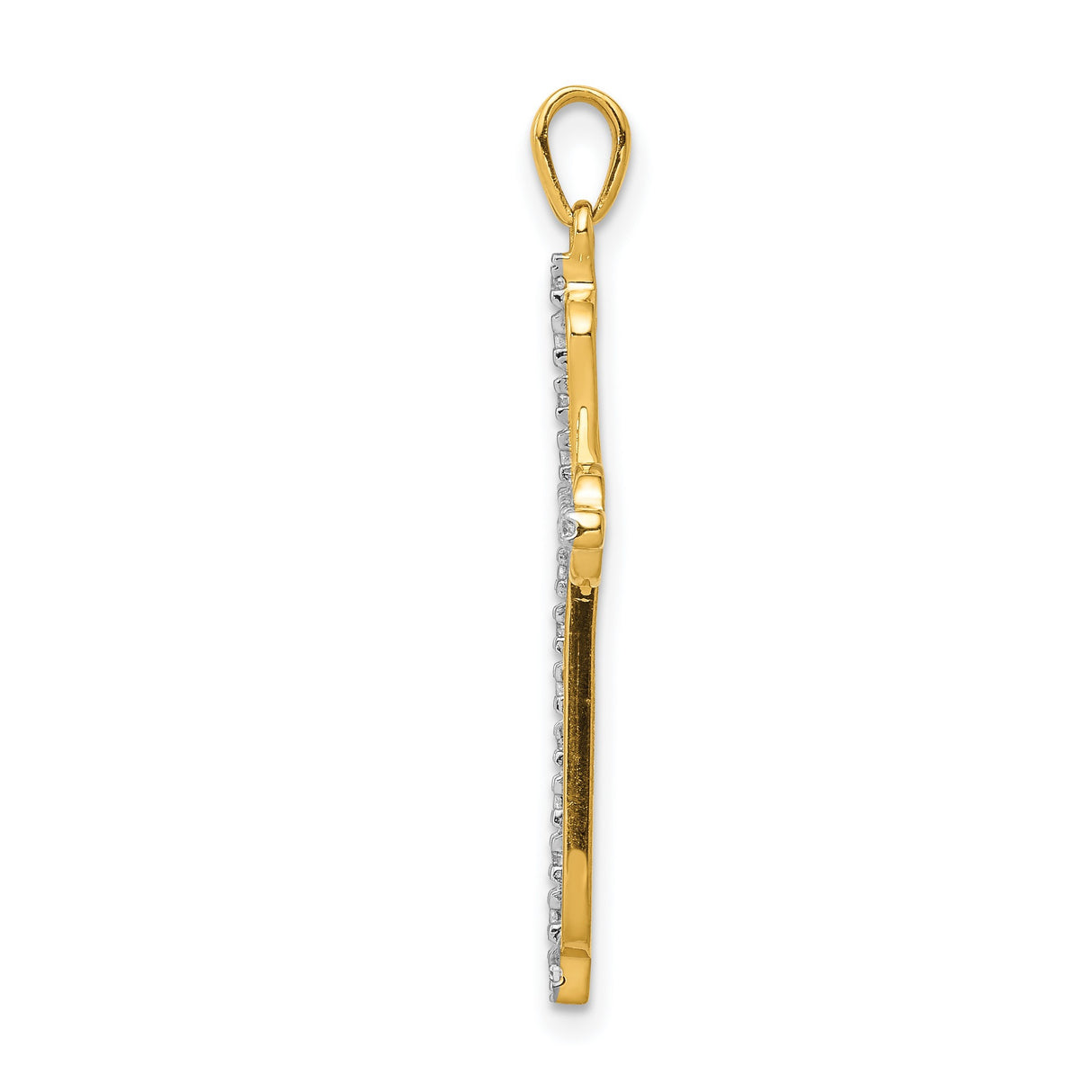 Diamond Cross Charm Pendant in Real 14k Multi-Tone Gold